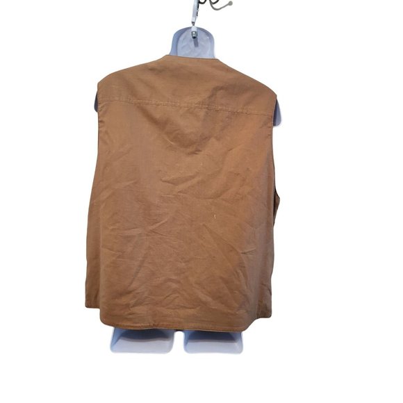 Orvis Leather Suede Outdoor Vest Tan Size Large - Picture 4 of 8